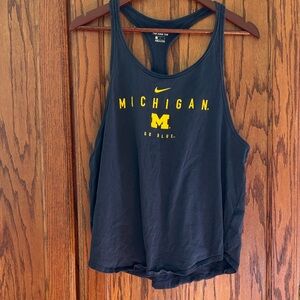 Nike Women's Navy Michigan Tank Top with Yellow Logo